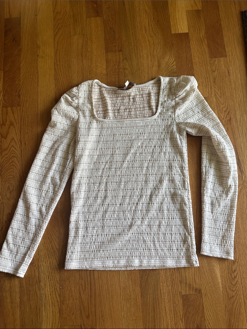 Loft Textured Square-Neck Long Sleeve Top